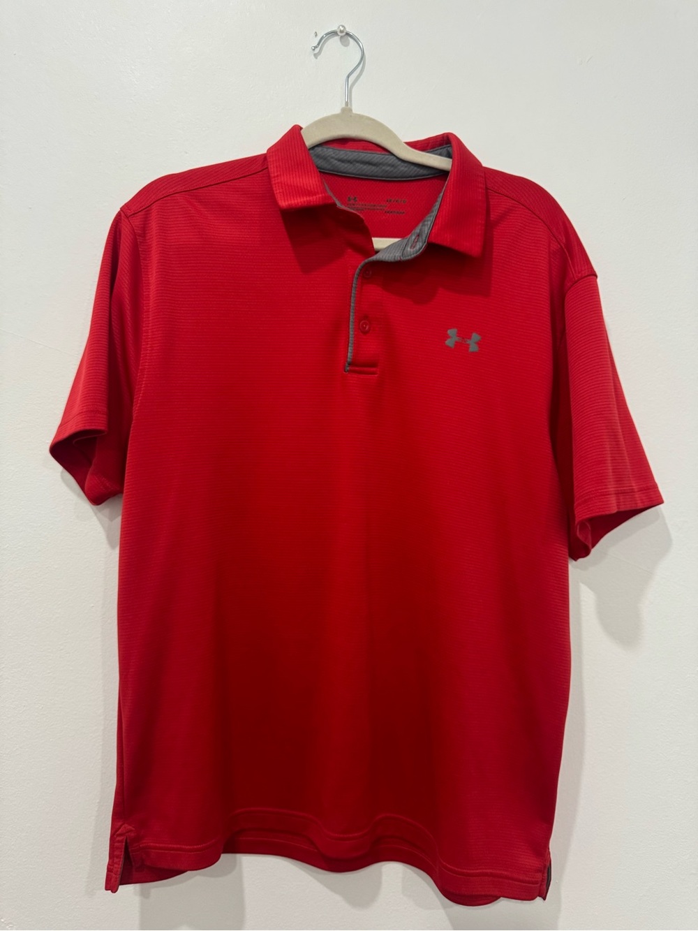 Under Armour Red Short-Sleeve Polo with Gray Trim